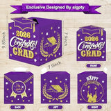 Graduation Wish Cards With Purple And Gold Graduation Card Holder Box - 36Pcs Class Of 2026 Graduation Advice Cards And 2026 Congrats Grad Card Box For Graduation Party Decoration Purple