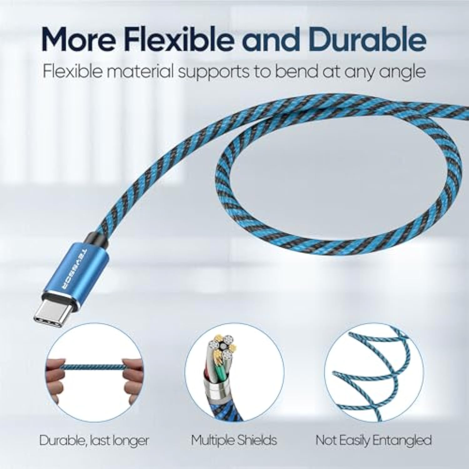 10Ft 5-Pack Usb C To Usb C Cables, 60W Fast Charging, Compatible With Samsung S23/S22/S21, Macbook, Google Pixel, Smartphone, Tablet, Laptop