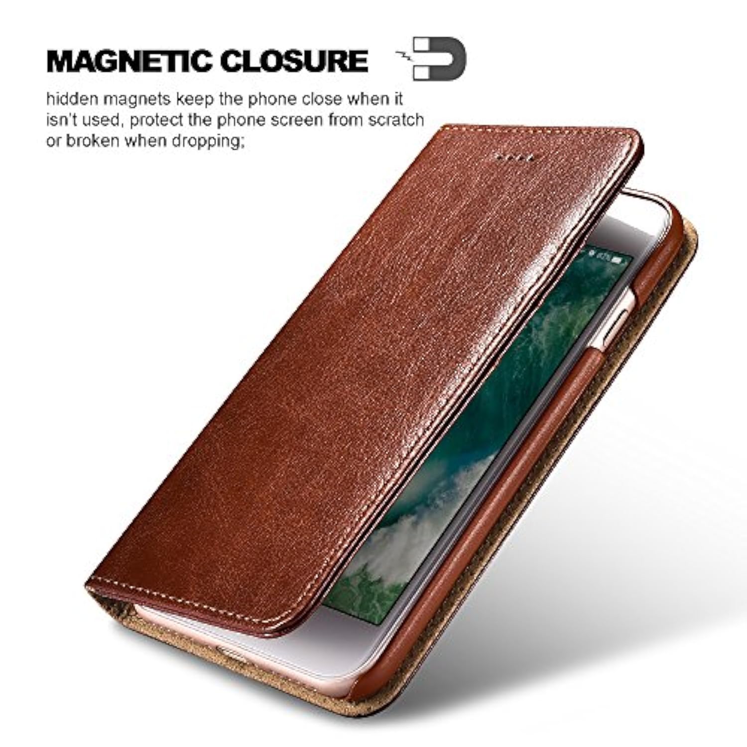 Iphone Se(2022)/ Iphone Se(2020)/ Iphone 8/7 Case With Card Holder, Premium Leather Wallet Case With Flip Card Slots, Kickstand & Magnetic Closure For Iphone Se 2Nd&3Rd, Iphone 8&7(Brown)
