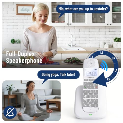 Desktop Corded Telephone, Black Landline Telephone, Office Landline Phone With Mute, Pause, Redial, Flash, Ringer (Hi & Low), Mechanical Lock, Call Light Indication For Home/Office/Hotel Use