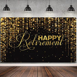 10x8ft Happy Retirement Backdrop Black and Gold Retirement Banner for Men Party Photography Background Gold Glitters Celebrate Party Decorations Photo Studio Props Banner Supplies Wallpaper