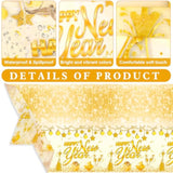 3Pcs White Gold New Year Tablecloth 108x54in 2026 Party Decorations