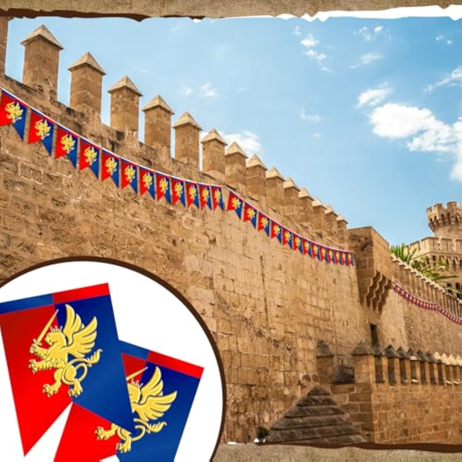 6 Pcs 72 Ft Medieval Fantasy Party Decorations With Lion Design Knight Medieval Banners Hanging Decorations For Castle Theme Festival Birthday Party