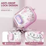 with Safety Lock for AirPods Pro 3 Case 2025,Clear Floral Cute Airpods Pro 3rd Generation Case with Phone Stand & Cleaner Kit for  AirPods Pro 3