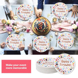 120 Pcs Happy Birthday Party Paper Plates 7 Inch Disposable Cake Dessert Plates Polka Dots For Birthday Party Decorations Favors Supplies