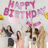 Happy Birthday Balloon Letters 16 Inch Mylar Foil Birthday Balloons Banner Sign For Birthday Party Decorations Supplies (Purple Pink)