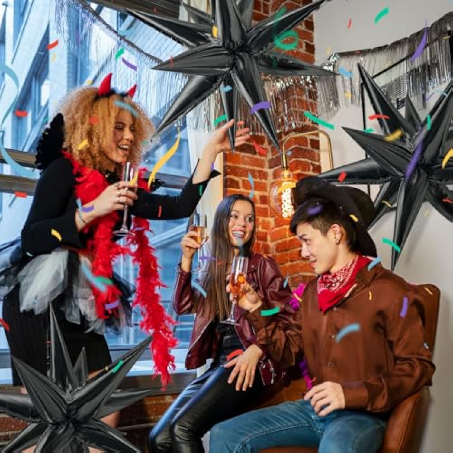 Star Balloons 60Pcs Black Balloon 12 Spike Foil Balloons Explosion Mylar Cone Balloon Magic Party Decorations Backdrops For Halloween Graduation Birthday Wedding Anniversary Retirement