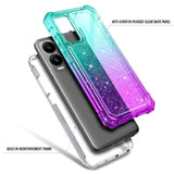 For Cricket Icon 6 Case (Sl219C), At&T Verge (Sl219A) With [Built-In Screen Protector] 9Ft Military Grade Drop Tested, Full-Body Protective Shockproof Bumper Cover (Glitter Aqua/Purple)