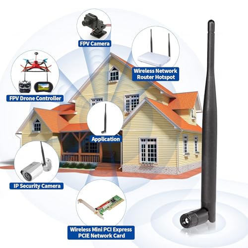Dual Band Wifi 2.4Ghz 5Ghz 5.8Ghz 6Dbi Mimo Rp-Sma Male Antenna (2-Pack) For Wifi Router Wireless Network Card Usb Adapter Security Ip Camera Video Surveillance Monitor