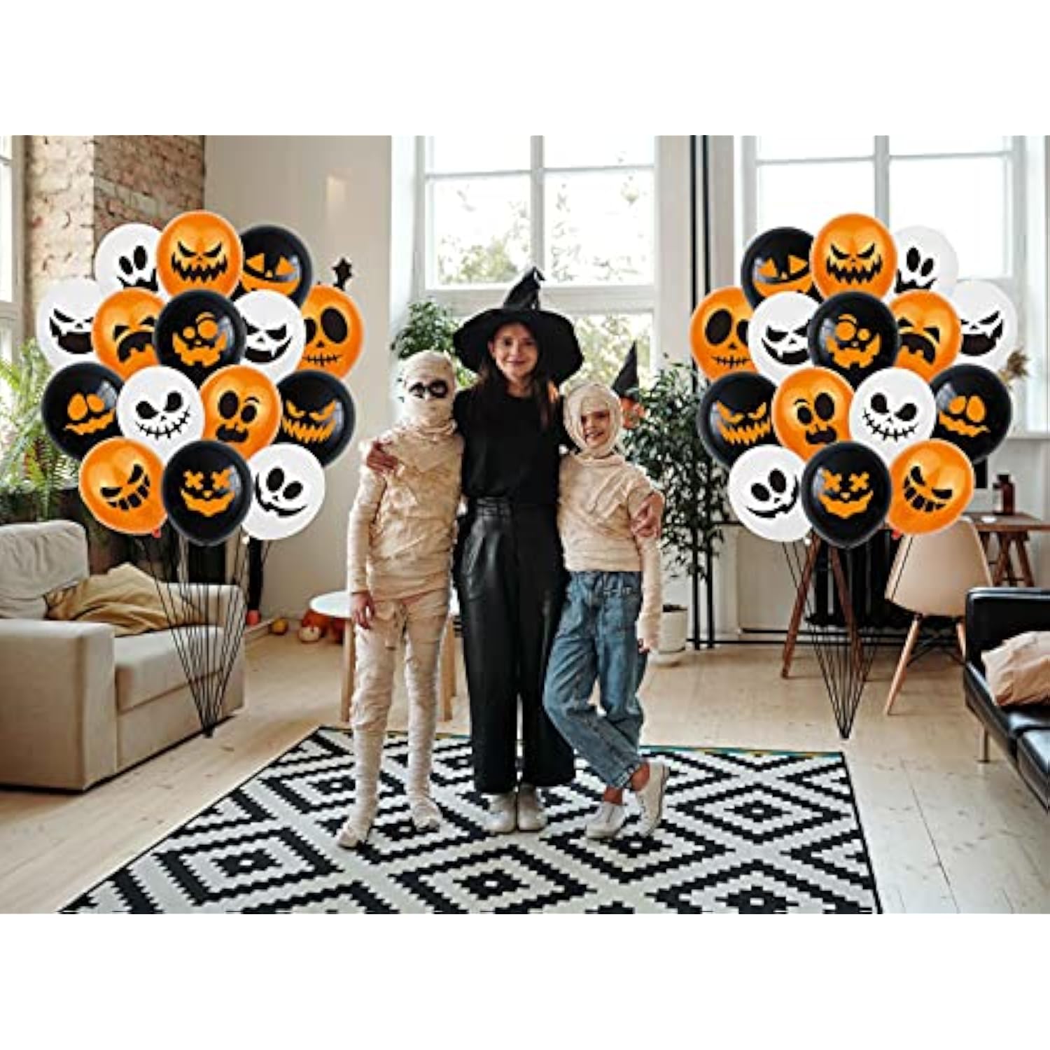 60Pcs Halloween Balloons - 12" Latex Pumpkins & Ghost Faces, 15 Styles for Party Decor