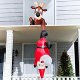 8 Ft Hanging Christmas Inflatables Decoration, Christmas Inflatable Reindeer And Climbing Santa, Blow Up Santa With Buil