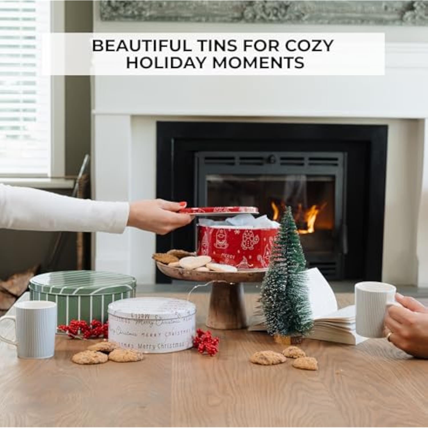 Beautiful Christmas Cookie Tins Set Of 3 - Cute Containers Are Perfect To Share Delicious Homemade Cookies, Candy Or Cupcakes With Friends & Family - Sturdy Boxes With Lids For Holiday Gift Giving