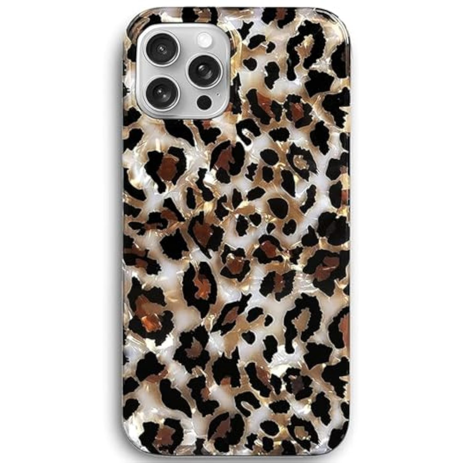 Case Compatible With Iphone 15 Pro Case 6.1-Inch, Luxury Sparkle Translucent Clear Leopard Cheetah Print Pearly Design Soft Silicone Slim Tpu Protective Phone Case Cover For Girls Women (Bling)
