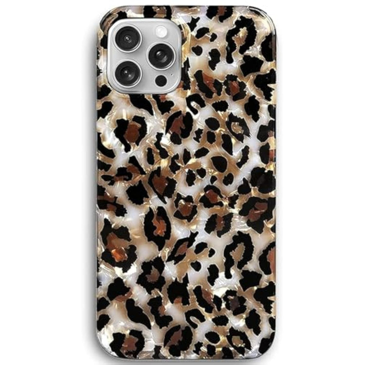 Case Compatible With Iphone 15 Pro Case 6.1-Inch, Luxury Sparkle Translucent Clear Leopard Cheetah Print Pearly Design Soft Silicone Slim Tpu Protective Phone Case Cover For Girls Women (Bling)