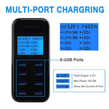 Usb Charging Station, 60W 8 Port Charging Hub 12A Usb Charger Station With Lcd Display For Multiple Devices, Smart Desktop Charger For Iphone 14/14 Pro/13 Pro/13 Pro Max, Galaxy, Ipad