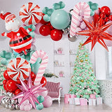 Pink Christmas Balloon Arch Kit 155pcs Red Pink Green Silver Christmas Balloons Arch with Candy Cane Lollipop Explosion Star Santa Claus Foil Balloons for Christma Birthday Party Decorations