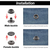 50 Sets Snap Fasteners Kit, 15Mm Heavy Duty Metal Snaps Buttons Press