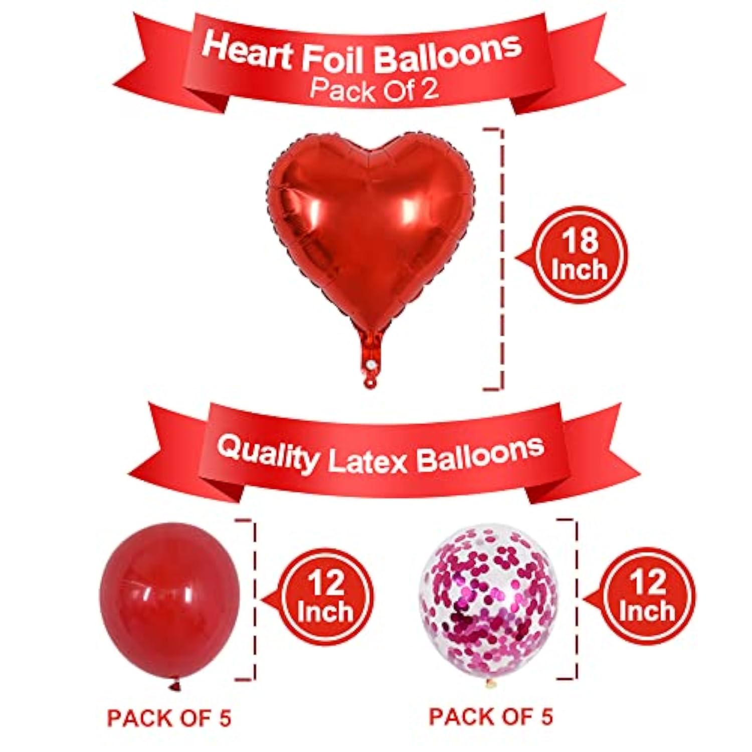 42 Inch Large Red Love Foil Balloons, Pack Of 13, Mylar Foil Love Ball