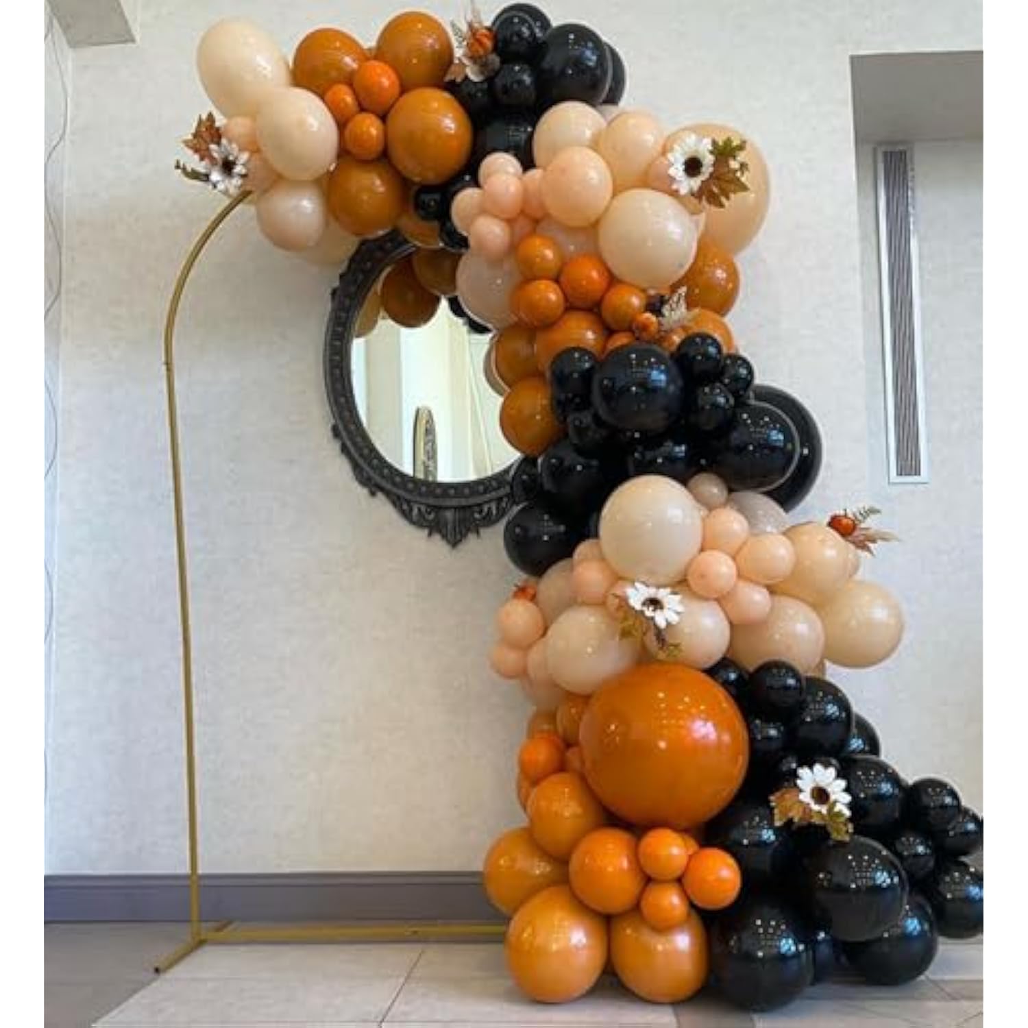 Halloween Balloon Arch Kit Burnt Orange Black Double Stuffed Garland for Spooky Party Decor