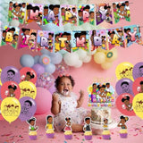 Corner Of Gracies Birthday Party Decoration - Pink, Purple, Yellow, Green Cartoon Theme - Includes Unique Cake Topper, 18 Pcs Latex Balloons, Happy Birthday Banner, 12 Cupcake Toppers
