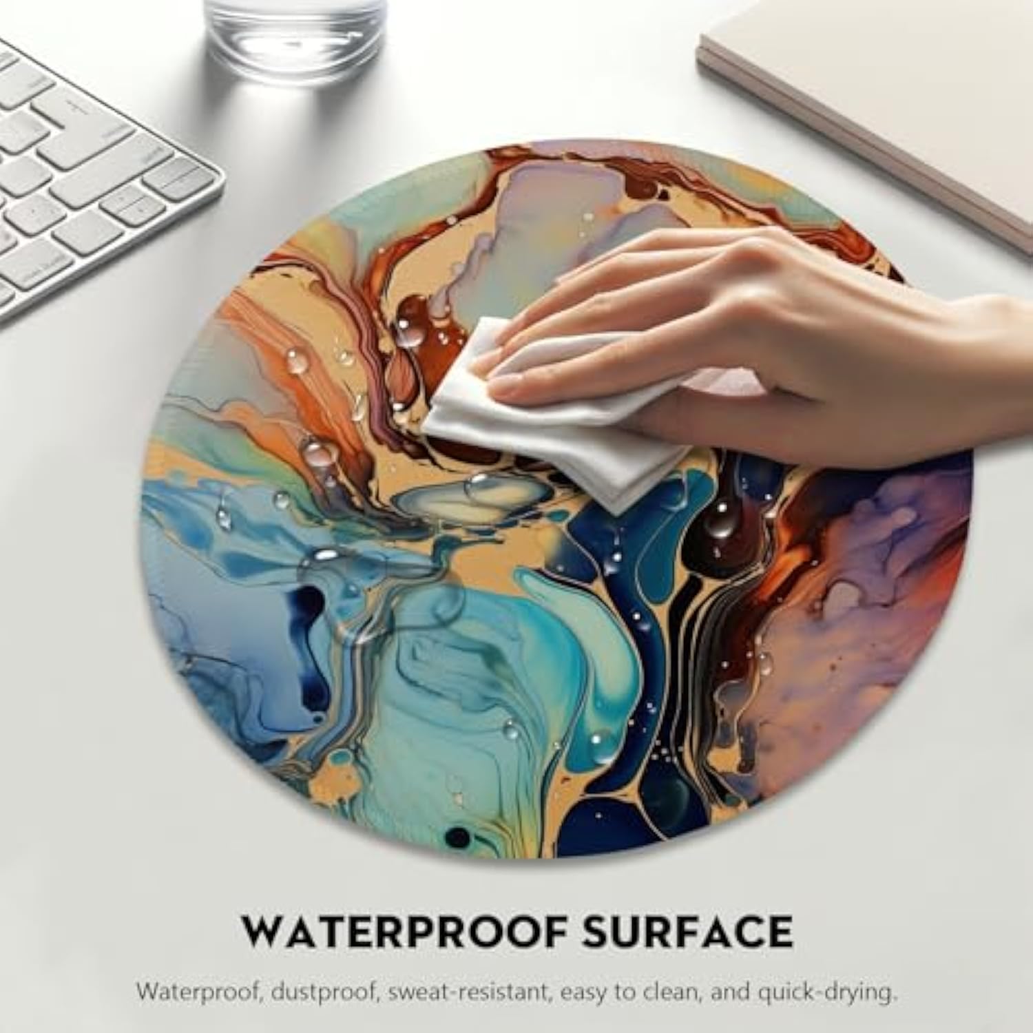 Vibrant Fluid Art Masterpiece Mouse Pad - Transform Your Desk Into A Gallery, Stitched Edges Non-Slip Rubber Base Mouse Pads For Computers Laptop
