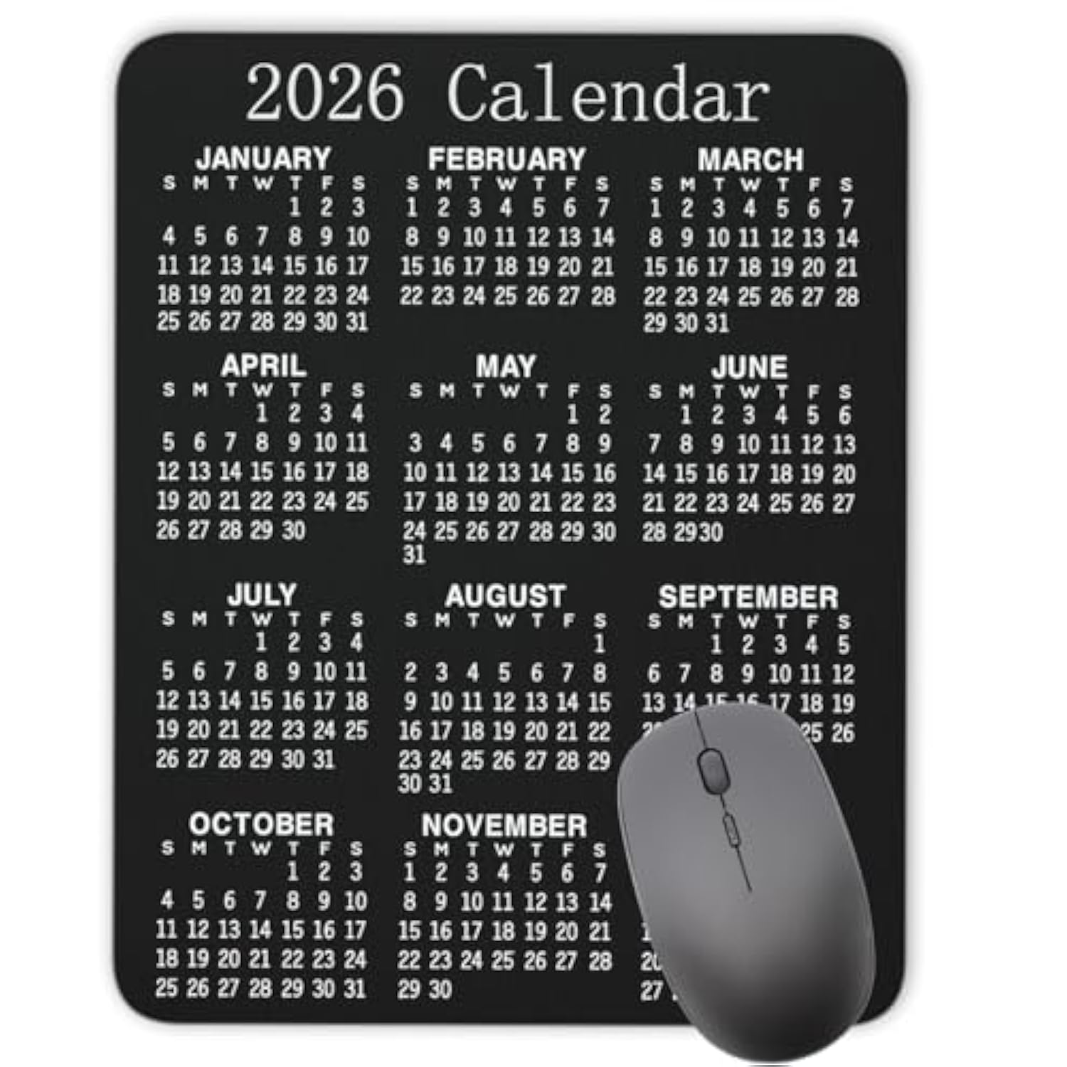 Calendar Mouse Pad,2026 Vertical Calendar Natural Rubber Mouse Pad, Quality Creative Gaming Rectangle Mouse Personalized Desk Mouse Pad 9.5 Inch X 7.9 Inch