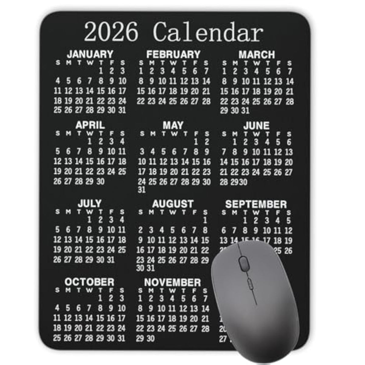 Calendar Mouse Pad,2026 Vertical Calendar Natural Rubber Mouse Pad, Quality Creative Gaming Rectangle Mouse Personalized Desk Mouse Pad 9.5 Inch X 7.9 Inch