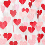 Galentines Red Pink Valentines Party-Decorations - 52Ft Heart Garland Streamers Paper Banner,Proposal Anniversary Romantic Birthday Baby Shower Rustic Wedding Hanging Ornaments Decor
