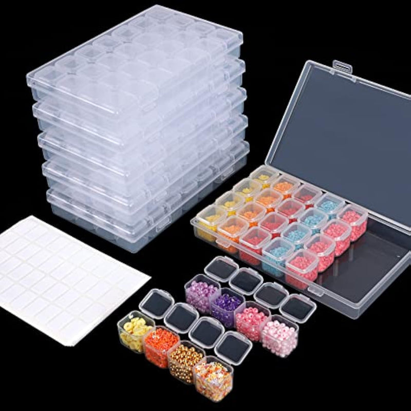 168 Slots 6Pcs 28 Grids Diamond Painting Boxes Plastic Organizer, Bead Organizer