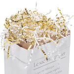 1 Lb Crinkle Cut Paper Shred Filler White & Gold Crinkle Shredded Paper For Gift Box - Gift Basket Bag Filler - Grass Cushion Stuffing For Christmas Holiday Packaging Wrapping