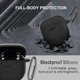 Silicone Case For Bose Quietcomfort Earbuds Ii (2022) & Quietcomfort Ultra Case (2023), Shockproof Protective Cover For Bose Earbuds Accessories With Keychain For Men Women (Black)