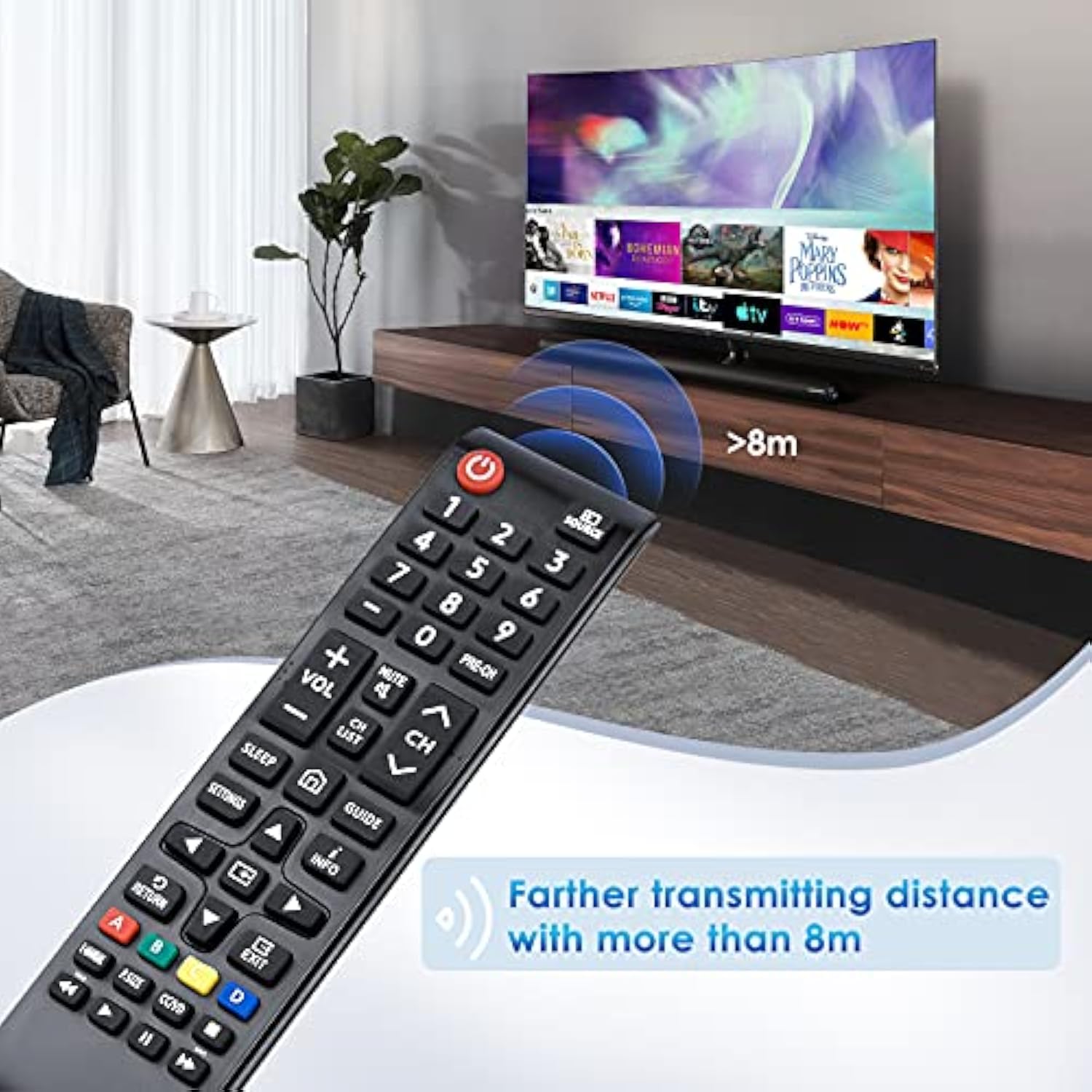 Universal Replacement Remote Control Compatible With Samsung Smart Tvs, Led, Lcd, Hdtv, 3D Tvs(Updated From Bn59-01199F/Bn59-01289A)