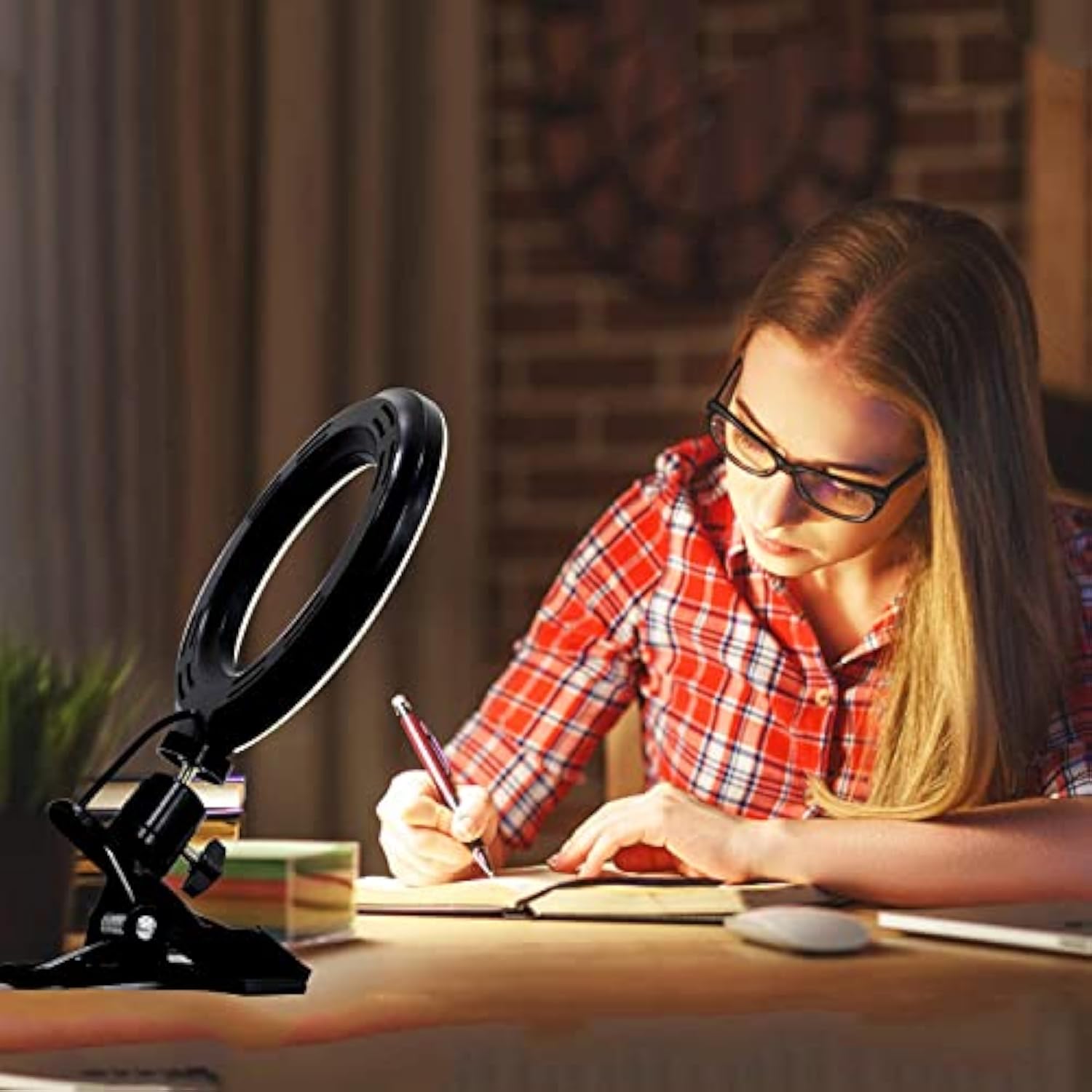 Dimmable 3200K-6500K LED Ring Light Clip-On for Laptop, Phone, and Monitor