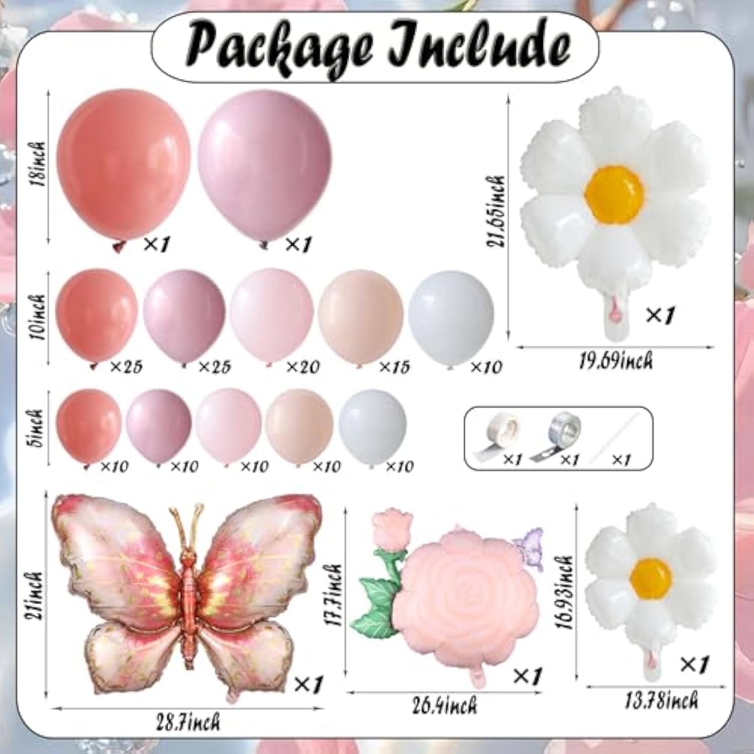 Spring Butterfly Birthday Party Decorations, 154Pcs Daisy Flower Pink Purple Balloons Arch Garland Kit With Butterfly Foil Balloons For Baby Shower Garden Tea Party Wedding Supplies