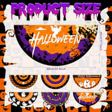 6pcs Halloween Bunting Fan Flags Ghost Pumpkin Half Banner 1.5x3ft Indoor Outdoor Decor