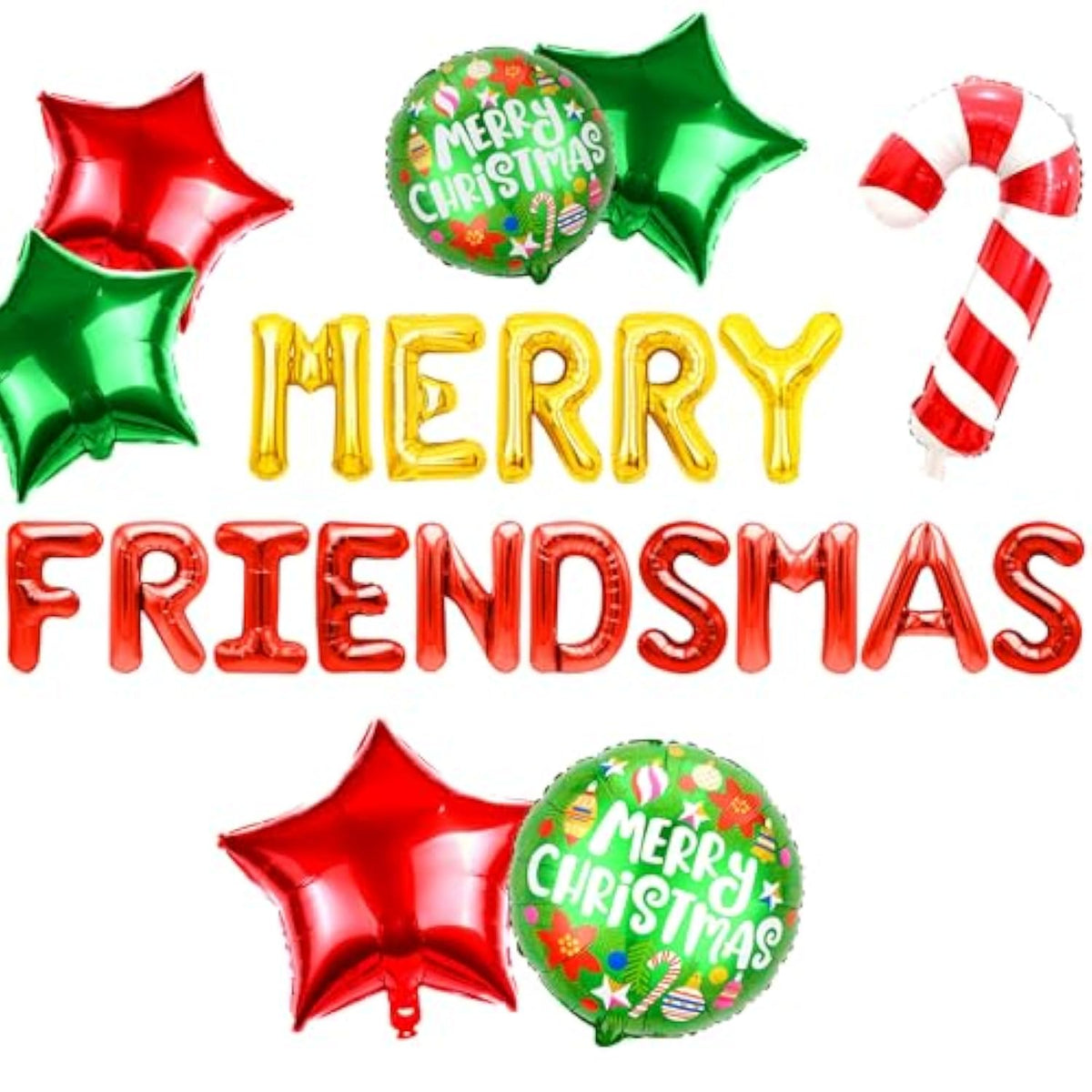 11 Pcs Merry Friendsmas Party Decorations Merry Friendsmas Banner Balloons Friends-Themed Christmas Party Garland Bunting Decorations Supplies