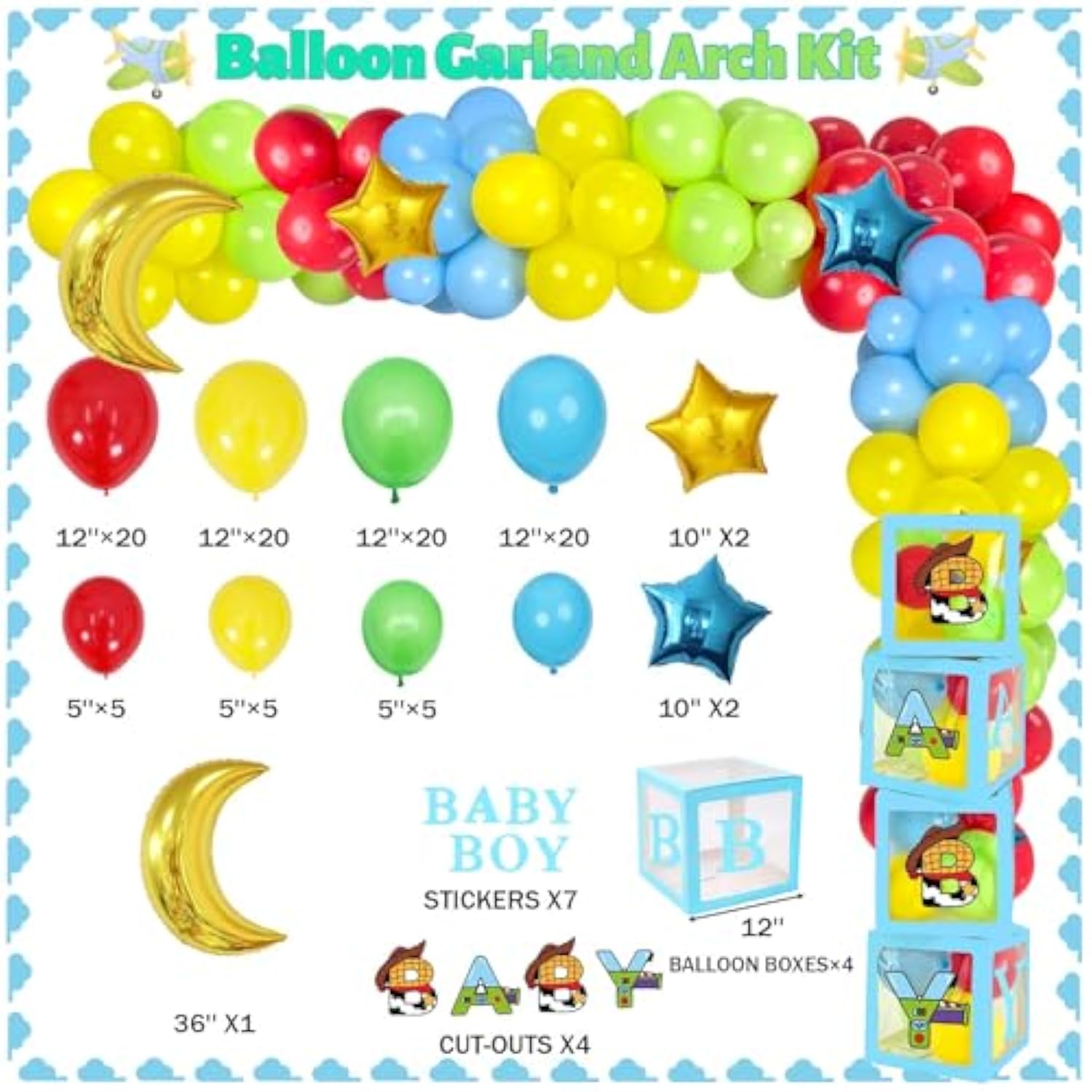 Toy-Themed Baby Shower Decor Blue 'It's a Boy' Banner & Party Set