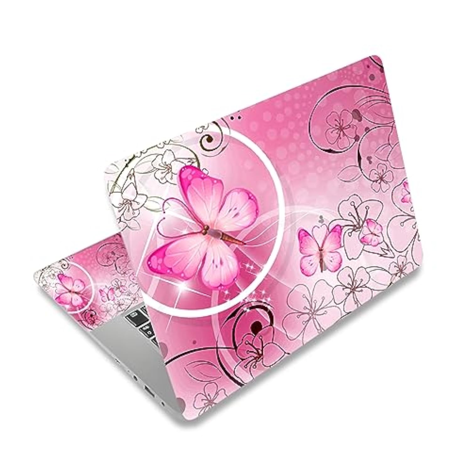 Laptop Skin Sticker Decal,12" 13" 13.3" 14" 15" 15.4" 15.6 Inch Laptop Skin Sticker Cover Art Decal Protector Notebook Pc (Pink Butterfly)