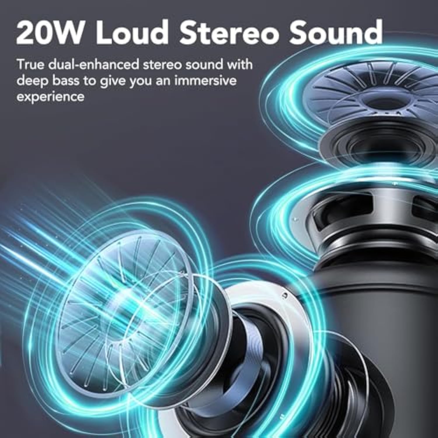 Portable Bluetooth Speakers, Ipx7 Waterproof Speaker Bluetooth Wireless, 20W Loud Stereo Sound, 24H Playtime, Rgb Lights, Dual Pairing, Bluetooth 5.3 Wireless Speaker For Travel Outdoor Home Party