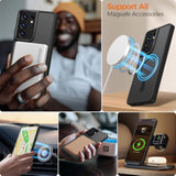 For Samsung Galaxy S21 Ultra Case Magnetic, [Compatible With Magsafe] Protective Slim Fit Skin Feel Phone Cover For S21 Ultra 5G With Translucent Hard Back & Soft Edge, Matte Black