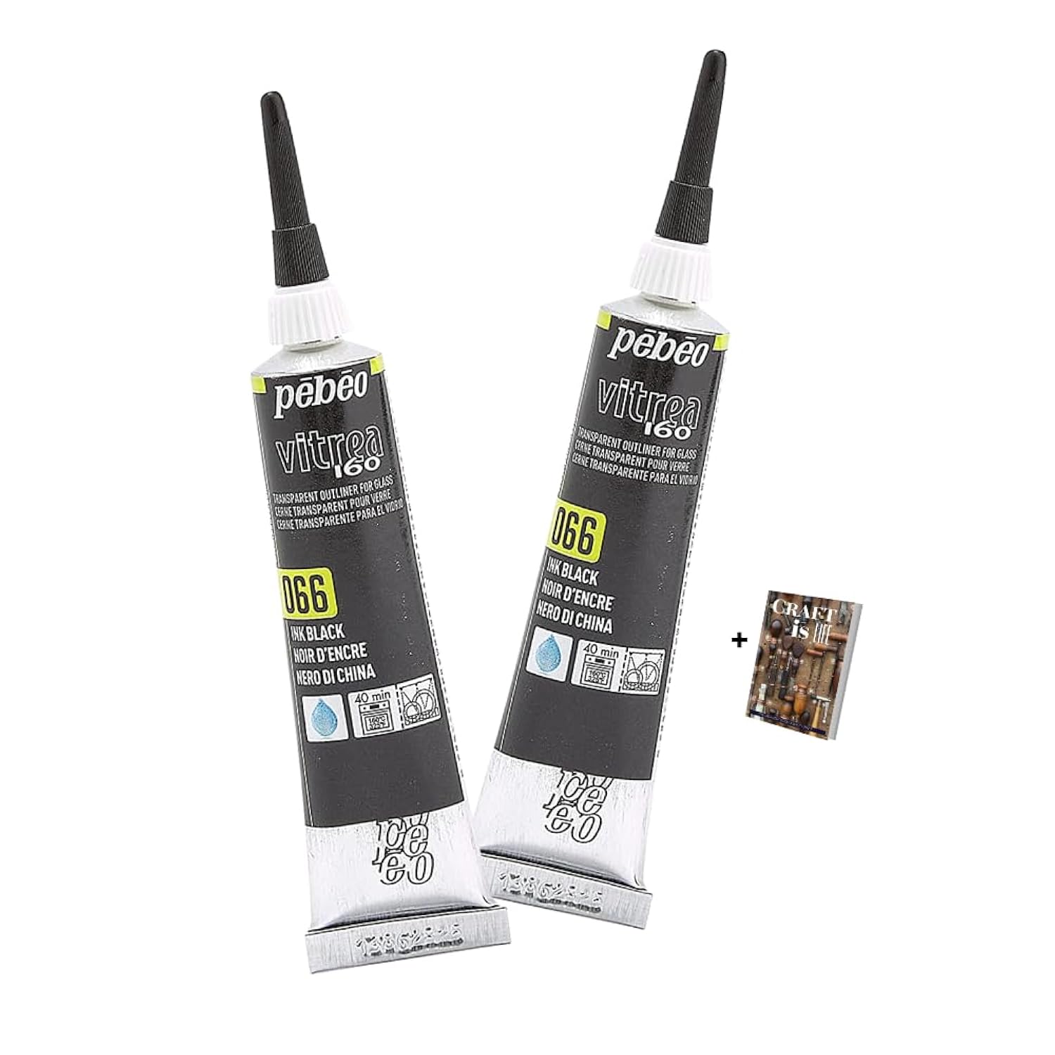 P E B E O Vitrea 160 Glass Paint Outliner - 2 Pack 20Ml Ink Black Art Tube Transparent Water Based Paint Set For Painting Glass Ware, Ceramic Ware, Glass Etching & Color Shift For Pebeo, E-Book