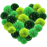 12 Pcs Paper Pom Poms Kit,Green Tissue Paper Pom Poms Flower Wall Decorations for Women Girls Happy Birthday Party , Baby Shower, Bridal Shower,Nursery Decorations