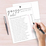 Hilarious Baby Shower Games, Guess Who Mom Or Dad Game, Minimalism Baby Shower Decorations Favors Ideas, Gender Neutral Party Supplies-25 Pcs, 5X7 In -C05
