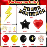 Red Black Yellow Birthday Decorations For Boys,Cartoon Birthday Party Balloons With Star Heart Foil Balloons Banner Cake Topper For Kids Game Theme Party Decor