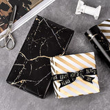Reversible Wrapping Paper - Mini Roll - 17 Inch X 33 Feet - Black And Gold Marble Design, Perfect For Birthday, Holiday, Father'S Day, Baby Shower