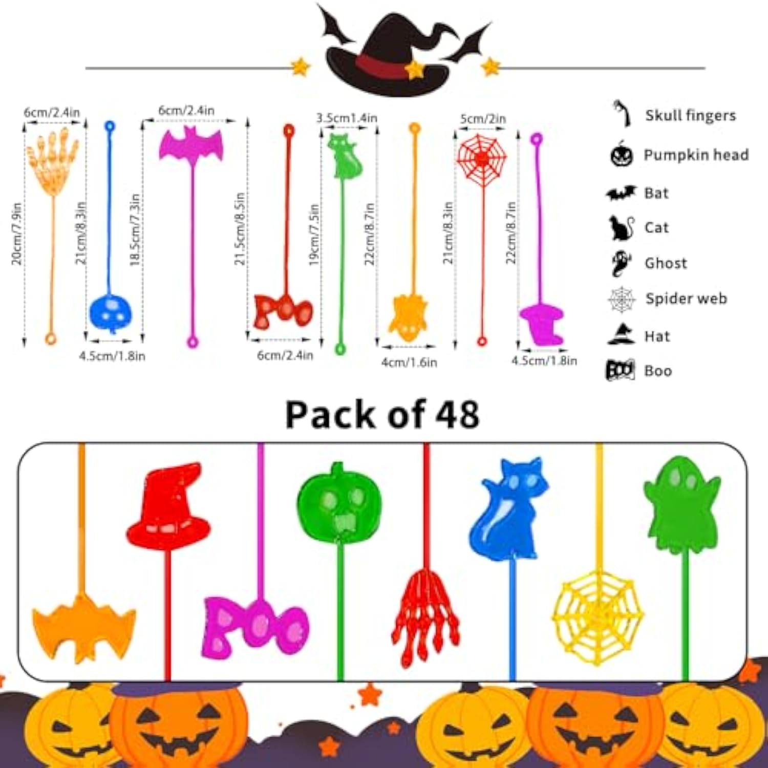 48 Pcs Halloween Sticky Hands Party Favors For Kids Stretchy Sticky Toys Bulk For Halloween Treats Goodie Bag Stuffers Fillers Classroom Exchange Prizes