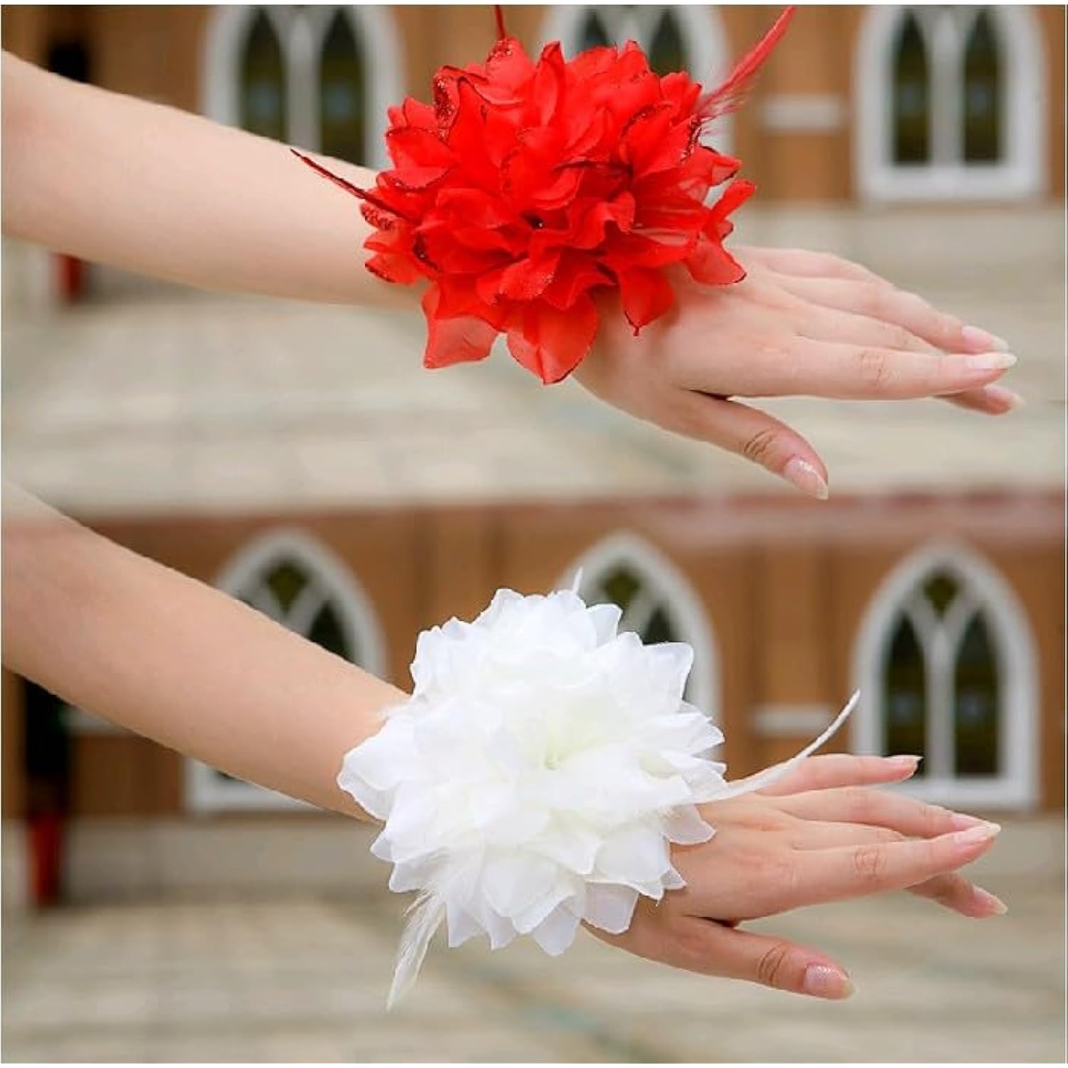 Wrist Corsage, Silk Wedding Flowers, Reusable Floral Accessories For Bridesmaids Prom Rehearsal Dinners,Artificial Flowers Bridesmaid Wrist Corsage Bracelet,African Violet Corsage