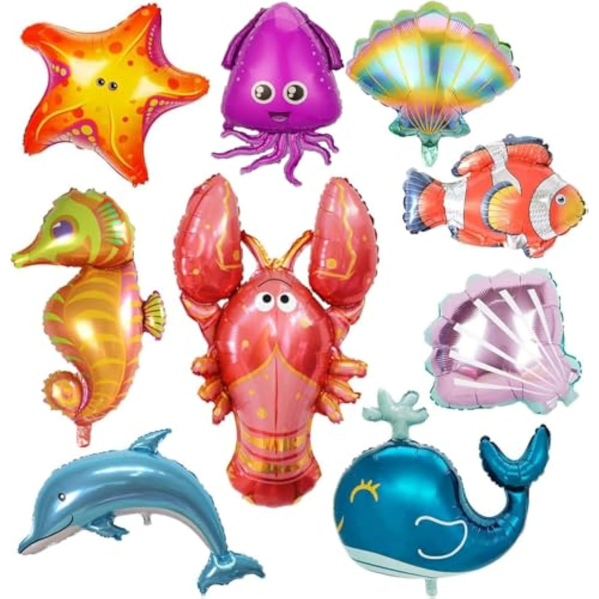 Under the Sea Animal Foil Balloons 9pcs Ocean Party Decorations