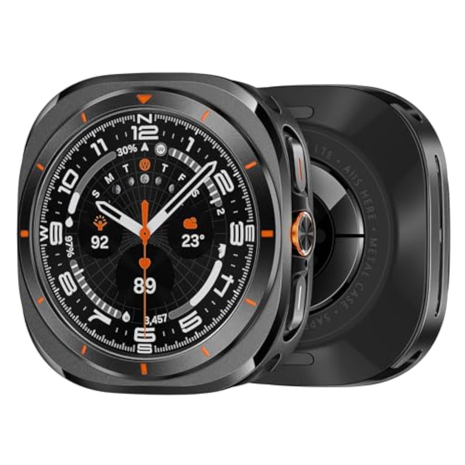 Metal Case For Samsung Galaxy Watch Ultra 47Mm Case, Stainless Steel Protective Rugged Bumper Thin Frame With Ceramic-Like Back Cover For Galaxy Watch Ultra 47Mm For Men Women