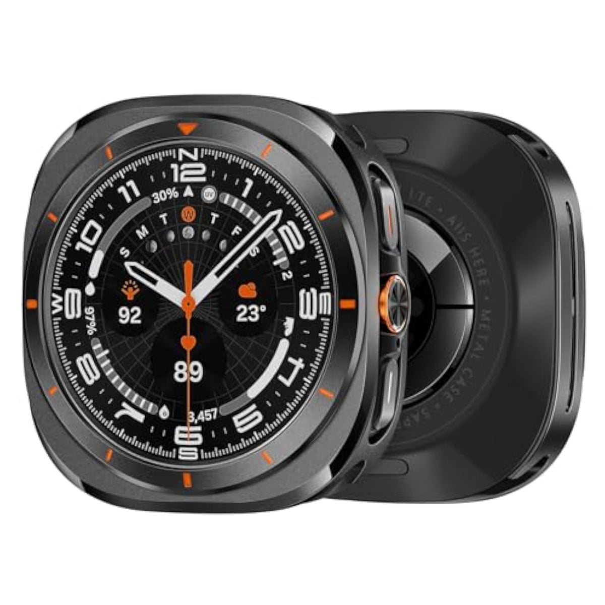 Metal Case For Samsung Galaxy Watch Ultra 47Mm Case, Stainless Steel Protective Rugged Bumper Thin Frame With Ceramic-Like Back Cover For Galaxy Watch Ultra 47Mm For Men Women